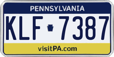 PA license plate KLF7387