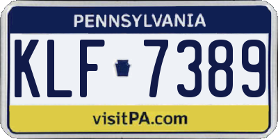 PA license plate KLF7389