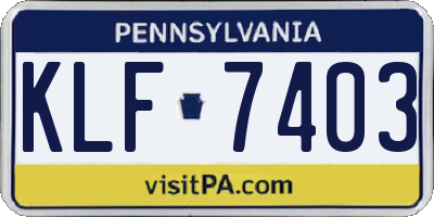 PA license plate KLF7403