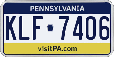 PA license plate KLF7406
