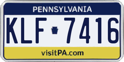 PA license plate KLF7416
