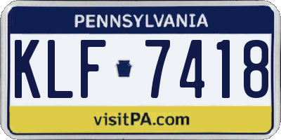 PA license plate KLF7418