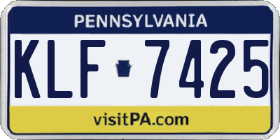 PA license plate KLF7425