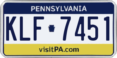 PA license plate KLF7451