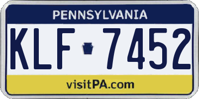 PA license plate KLF7452