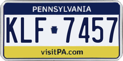 PA license plate KLF7457