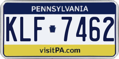 PA license plate KLF7462