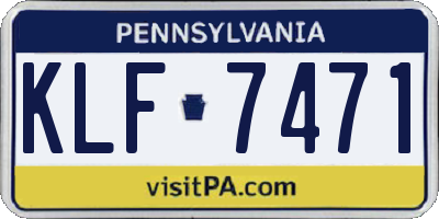 PA license plate KLF7471