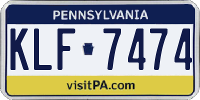 PA license plate KLF7474