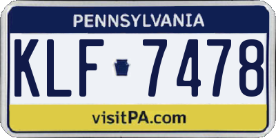 PA license plate KLF7478