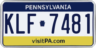 PA license plate KLF7481