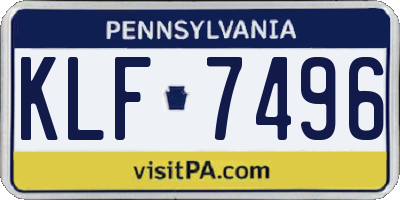 PA license plate KLF7496