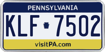 PA license plate KLF7502