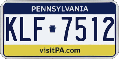 PA license plate KLF7512