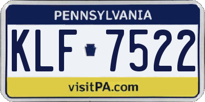 PA license plate KLF7522