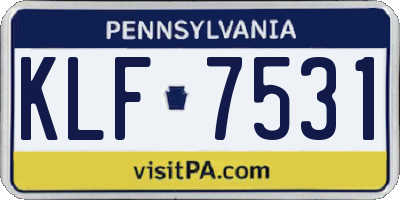 PA license plate KLF7531