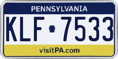 PA license plate KLF7533