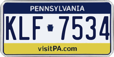 PA license plate KLF7534