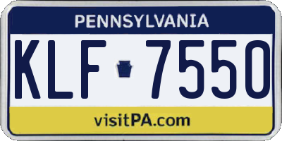PA license plate KLF7550