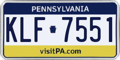 PA license plate KLF7551