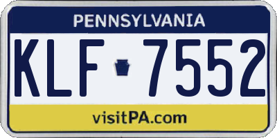 PA license plate KLF7552