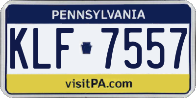 PA license plate KLF7557