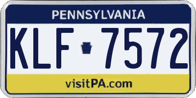 PA license plate KLF7572