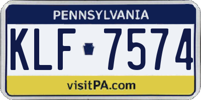 PA license plate KLF7574