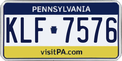PA license plate KLF7576