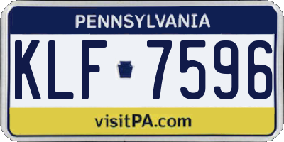 PA license plate KLF7596