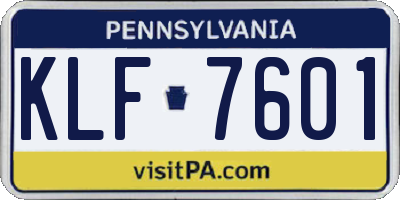PA license plate KLF7601