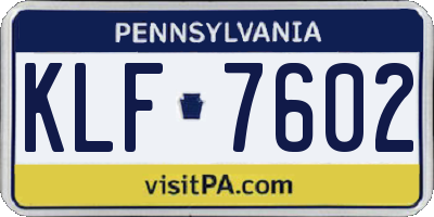 PA license plate KLF7602