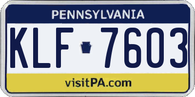 PA license plate KLF7603