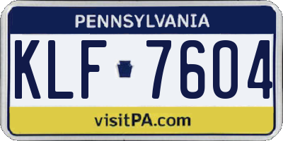 PA license plate KLF7604