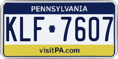 PA license plate KLF7607
