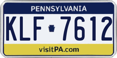 PA license plate KLF7612