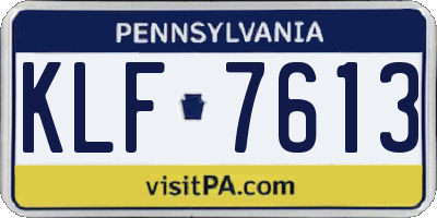 PA license plate KLF7613