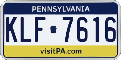 PA license plate KLF7616