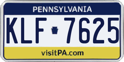 PA license plate KLF7625