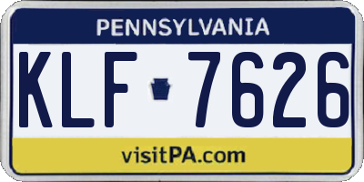 PA license plate KLF7626