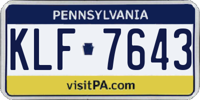 PA license plate KLF7643