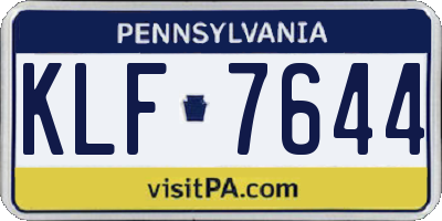PA license plate KLF7644