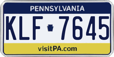 PA license plate KLF7645