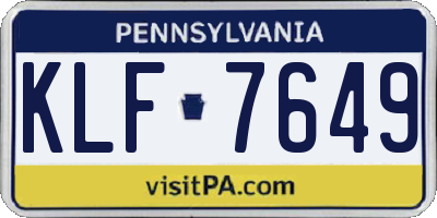 PA license plate KLF7649