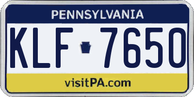 PA license plate KLF7650