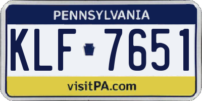 PA license plate KLF7651