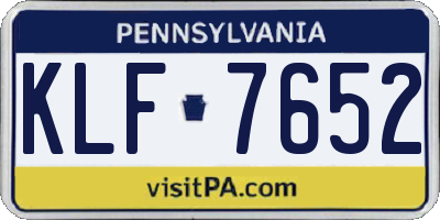 PA license plate KLF7652