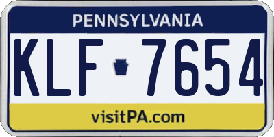PA license plate KLF7654