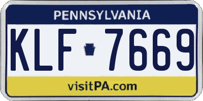 PA license plate KLF7669