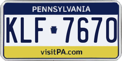 PA license plate KLF7670